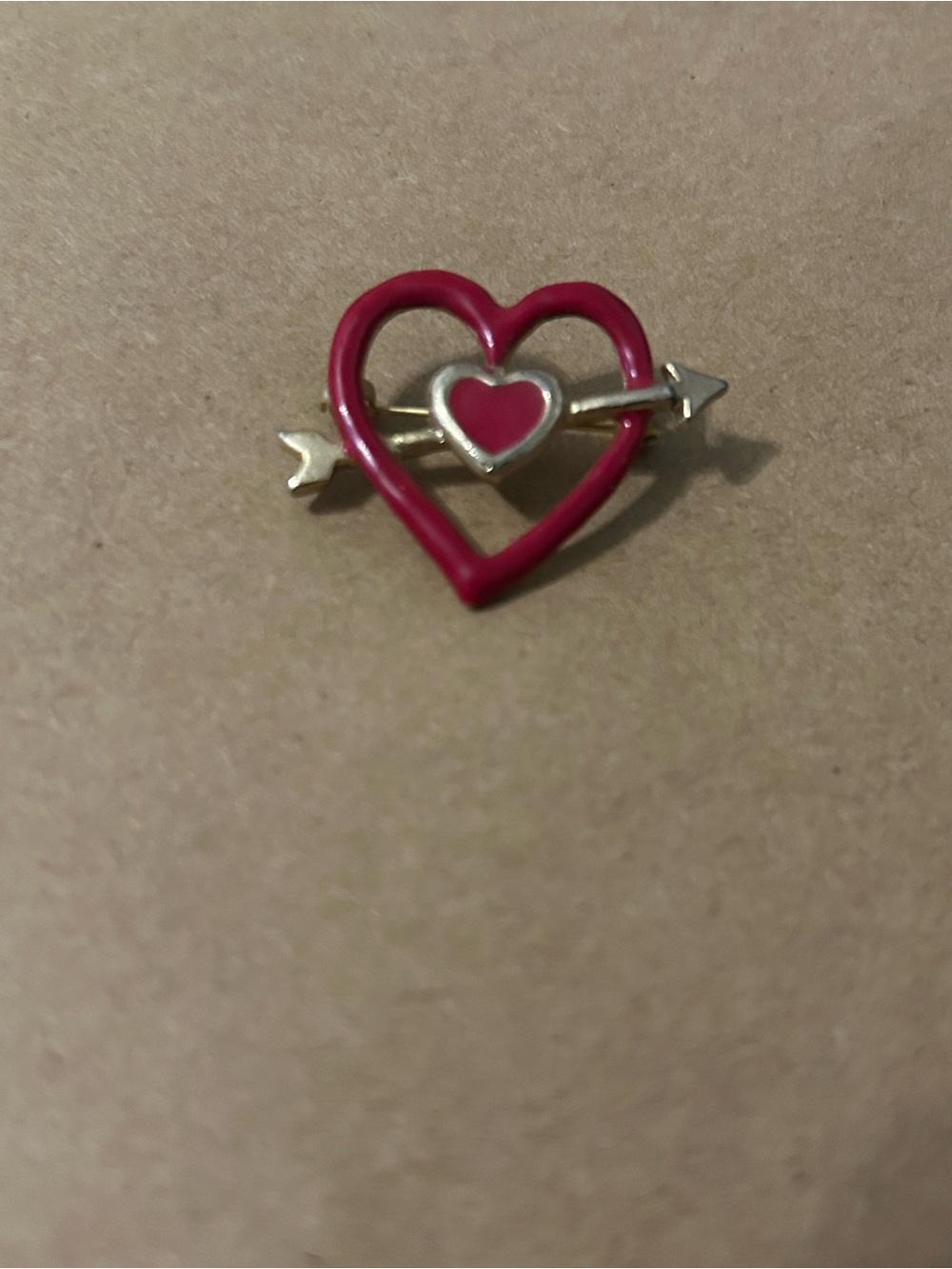 Heart Arrow Enamel Pin - Red Heart with Gold Arrow